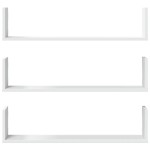 vidaXL Rafturi de perete, 3 buc., alb, 80x18x18 cm, lemn prelucrat