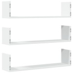 vidaXL Rafturi de perete, 3 buc., alb, 80x18x18 cm, lemn prelucrat