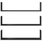 vidaXL Rafturi de perete, 3 buc., negru, 80x18x18 cm, lemn prelucrat