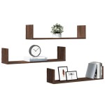 vidaXL Rafturi de perete 3 buc. stejar maro 80x18x18 cm lemn prelucrat vidaXL Rafturi de perete 3 buc. stejar maro 80x18x18 cm lemn prelucrat
