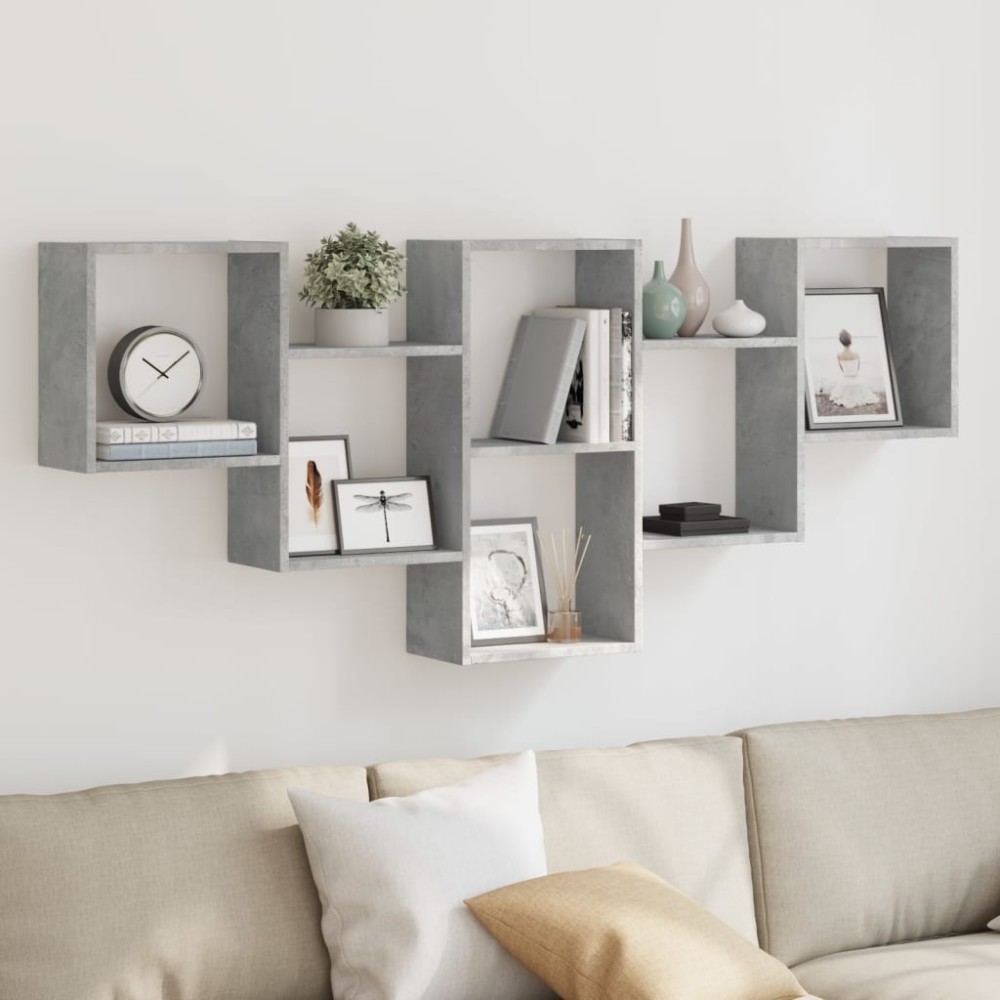 vidaXL Raft de perete, gri beton, 159x18x66 cm, lemn prelucrat