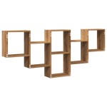 vidaXL Raft de perete, lemn artizanal, 159x18x66 cm, lemn prelucrat vidaXL Raft de perete, lemn artizanal, 159x18x66 cm, lemn prelucrat