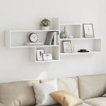 vidaXL Raft de perete, alb, 167,5x18x68 cm, lemn prelucrat vidaXL Raft de perete, alb, 167,5x18x68 cm, lemn prelucrat