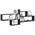 vidaXL Raft de perete, negru, 167,5x18x68 cm, lemn prelucrat vidaXL Raft de perete, negru, 167,5x18x68 cm, lemn prelucrat