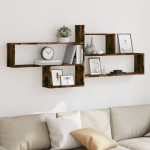 vidaXL Raft perete, stejar fumuriu, 167,5x18x68 cm, lemn prelucrat vidaXL Raft perete, stejar fumuriu, 167,5x18x68 cm, lemn prelucrat
