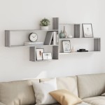 vidaXL Raft de perete, gri sonoma, 167,5x18x68 cm, lemn prelucrat vidaXL Raft de perete, gri sonoma, 167,5x18x68 cm, lemn prelucrat