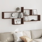 vidaXL Raft de perete, stejar maro, 167,5x18x68 cm, lemn prelucrat vidaXL Raft de perete, stejar maro, 167,5x18x68 cm, lemn prelucrat