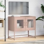 vidaXL Dulap TV, roz, 68x39x60,5 cm, oțel laminat la rece vidaXL Dulap TV, roz, 68x39x60,5 cm, oțel laminat la rece