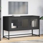 vidaXL Dulap TV, negru, 100,5x39x60,5 cm, oțel laminat la rece
