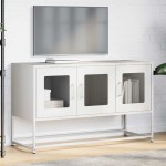 vidaXL Dulap TV, alb, 100,5x39x60,5 cm, oțel laminat la rece vidaXL Dulap TV, alb, 100,5x39x60,5 cm, oțel laminat la rece