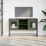 vidaXL Dulap TV, verde măsliniu, 100,5x39x60,5 cm, oțel vidaXL Dulap TV, verde măsliniu, 100,5x39x60,5 cm, oțel