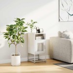 vidaXL Noptieră, alb, 36x39x78 cm, oțel laminat la rece