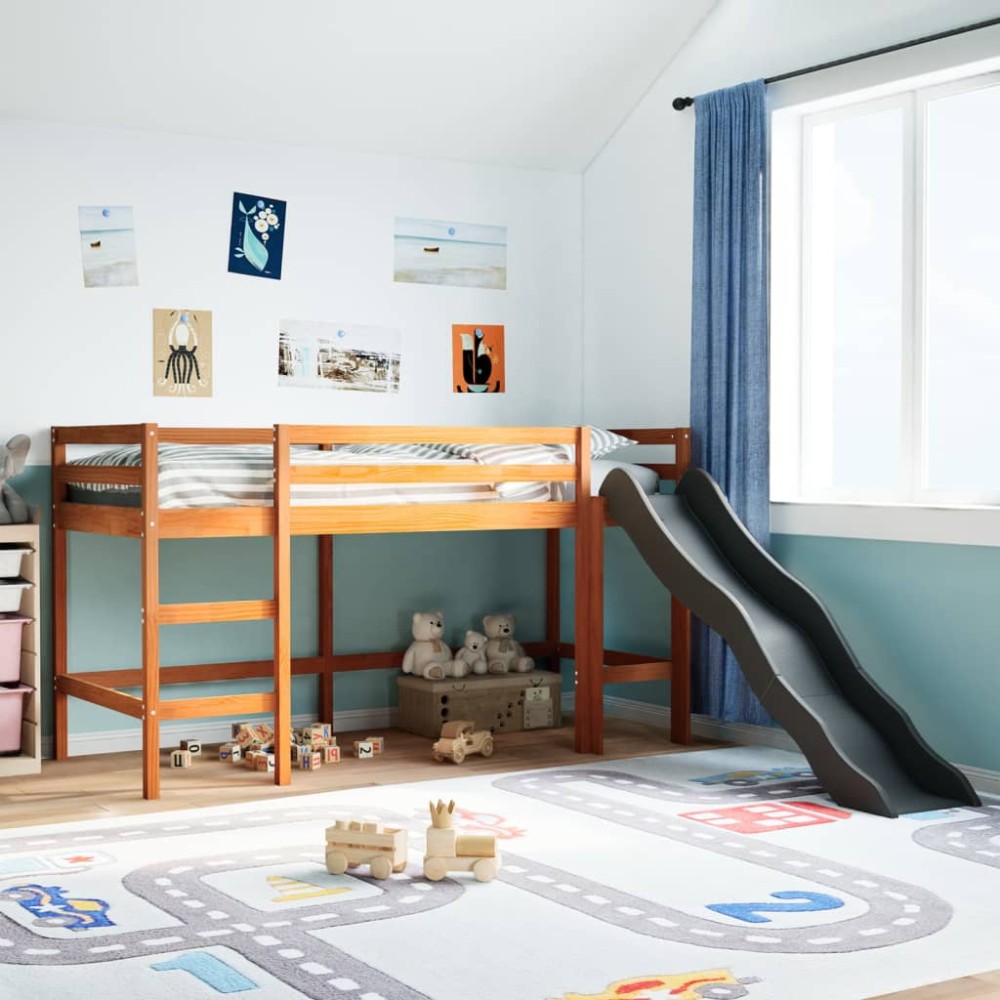 vidaXL Pat pentru copii fără saltea maro 80x200 cm lemn masiv pin