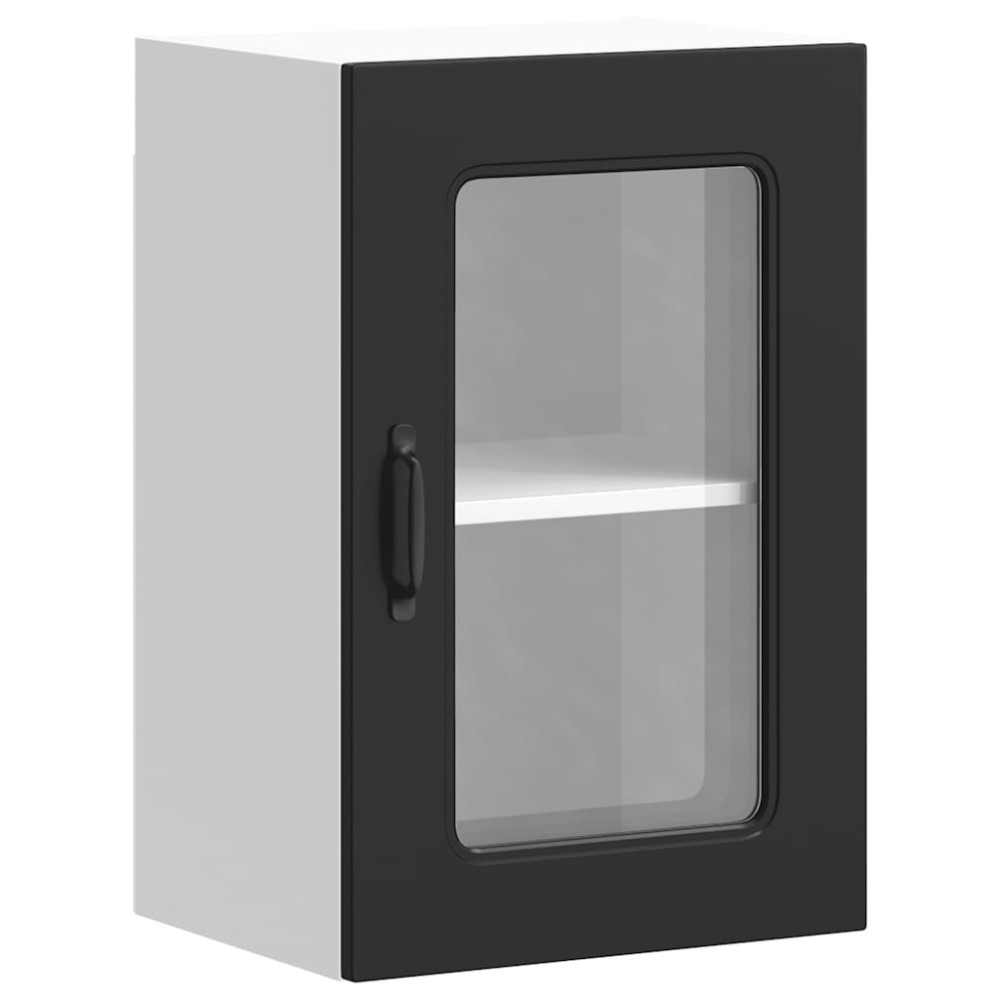 vidaXL Dulap de bucătărie cu ușă din sticlă „Kalmar” din lemn negru