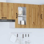 vidaXL Dulap bucătărie cu ușă sticlă Kalmar lemn de stejar artificial vidaXL Dulap bucătărie cu ușă sticlă Kalmar lemn de stejar artificial