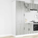 vidaXL Dulap de bucătărie „Kalmar” Lemn stratificat gri Sonoma vidaXL Dulap de bucătărie „Kalmar” Lemn stratificat gri Sonoma