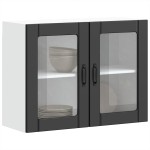 vidaXL Dulap de bucătărie cu ușă din sticlă „Lucca” din lemn negru