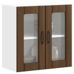 vidaXL Dulap de bucătărie cu ușă din sticlă "Lucca" lemn stejar maro