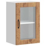 vidaXL Dulap de bucătărie cu ușă din sticlă din lemn vechi „Porto”. vidaXL Dulap de bucătărie cu ușă din sticlă din lemn vechi „Porto”.