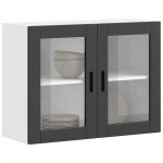 vidaXL Dulap de bucătărie cu ușă din sticlă „Porto” negru