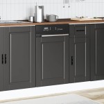 vidaXL Panou pentru mașină de spălat vase „Porto” Negru lemn prelucrat