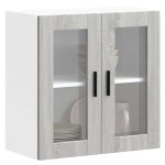 vidaXL Dulap de bucătărie cu ușă din sticlă „Porto” gri Sonoma