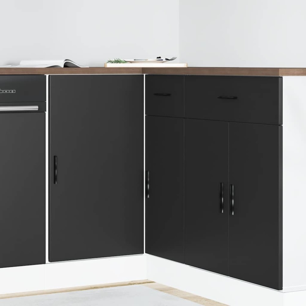 vidaXL Dulap de bază pentru bucătărie “Lyon” din lemn negru prelucrat