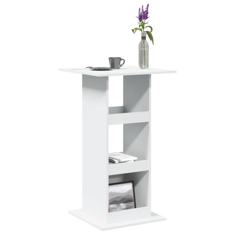 vidaXL Masă de bar cu depozitare, alb, 60x60x102 cm, lemn prelucrat