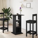 vidaXL Masă de bar cu depozitare, negru, 60x60x102 cm, lemn prelucrat vidaXL Masă de bar cu depozitare, negru, 60x60x102 cm, lemn prelucrat