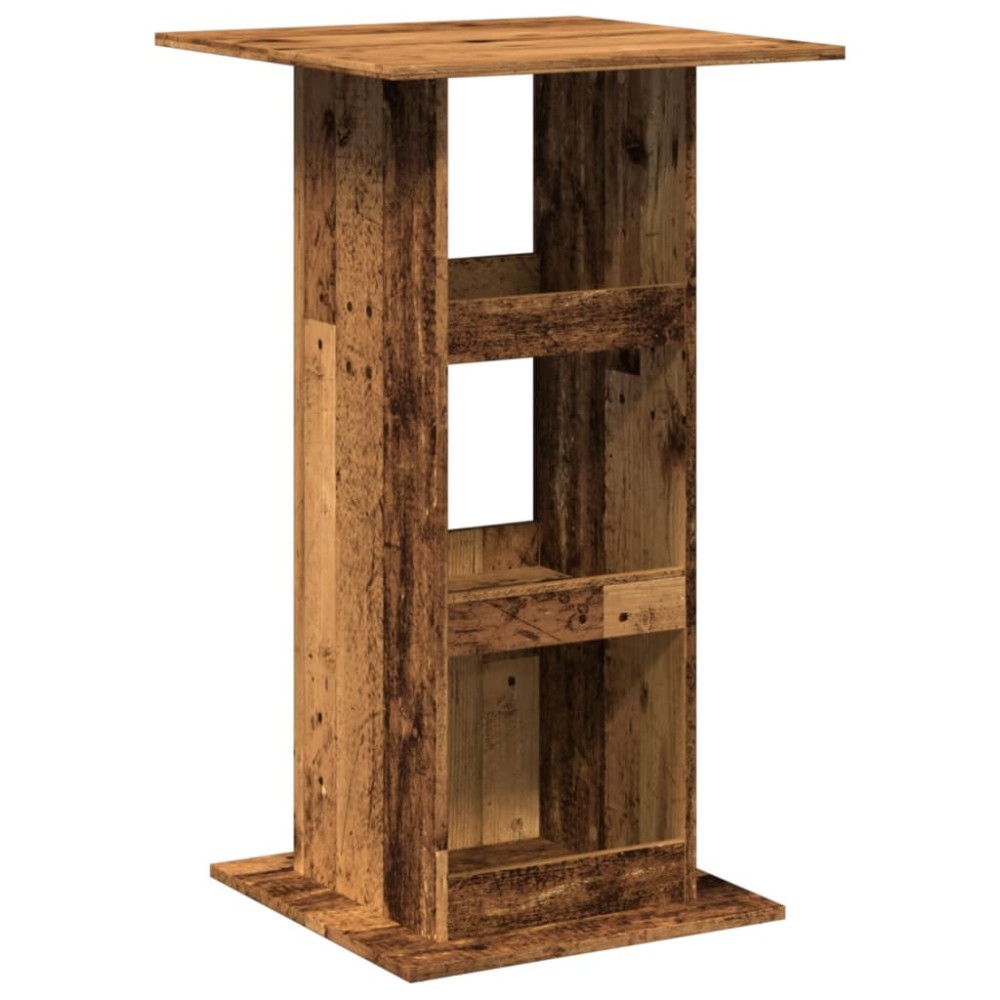 vidaXL Masă bar cu depozitare lemn vechi, 60x60x102 cm, lemn prelucrat