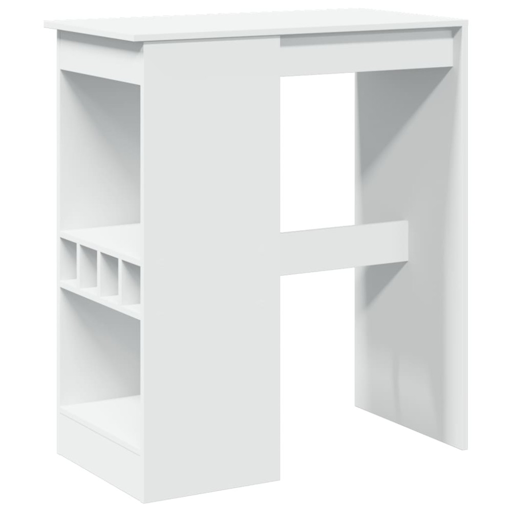 vidaXL Masă de bar cu raft, alb, 90x47,5x103,5 cm, lemn prelucrat