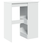 vidaXL Masă de bar cu raft, alb, 90x47,5x103,5 cm, lemn prelucrat