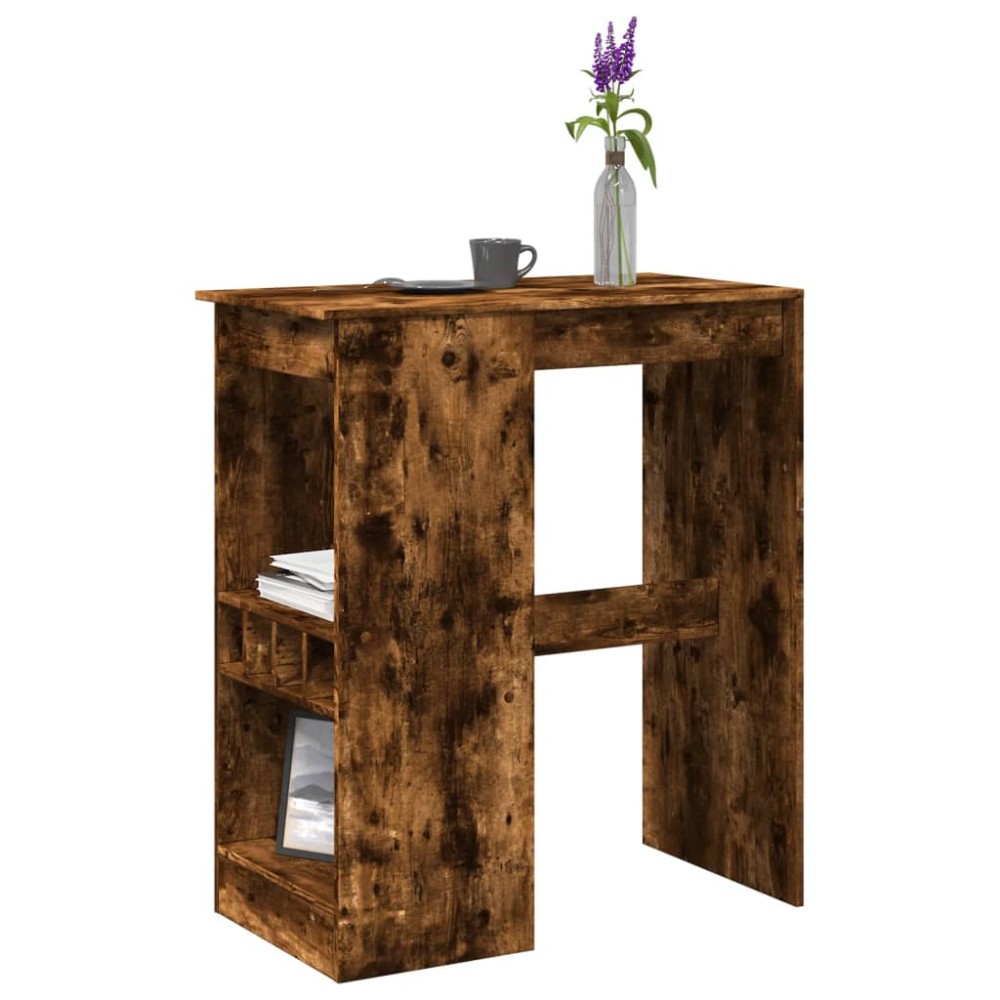 vidaXL Masă bar cu raft stejar fumuriu 90x47,5x103,5 cm lemn prelucrat