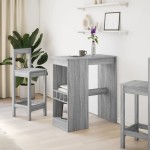 vidaXL Masă bar cu rafturi gri sonoma 90x47,5x103,5 cm lemn prelucrat vidaXL Masă bar cu rafturi gri sonoma 90x47,5x103,5 cm lemn prelucrat