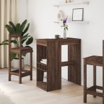vidaXL Masă bar cu rafturi stejar maro 90x47,5x103,5 cm lemn prelucrat