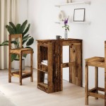 vidaXL Masă bar cu rafturi lemn vechi 90x47,5x103,5 cm lemn prelucrat