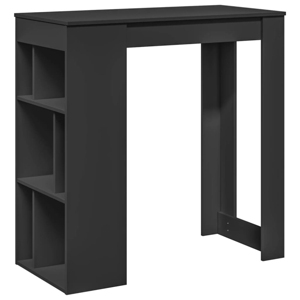 vidaXL Masă de bar cu rafturi, negru, 102x50x103,5 cm, lemn prelucrat