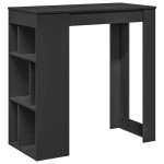 vidaXL Masă de bar cu rafturi, negru, 102x50x103,5 cm, lemn prelucrat