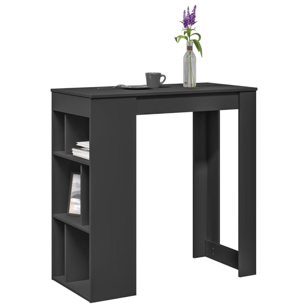 vidaXL Masă de bar cu rafturi, negru, 102x50x103,5 cm, lemn prelucrat