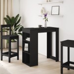 vidaXL Masă de bar cu rafturi, negru, 102x50x103,5 cm, lemn prelucrat