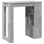 vidaXL Masă de bar cu raft, gri beton, 102x50x103,5 cm, lemn prelucrat vidaXL Masă de bar cu raft, gri beton, 102x50x103,5 cm, lemn prelucrat