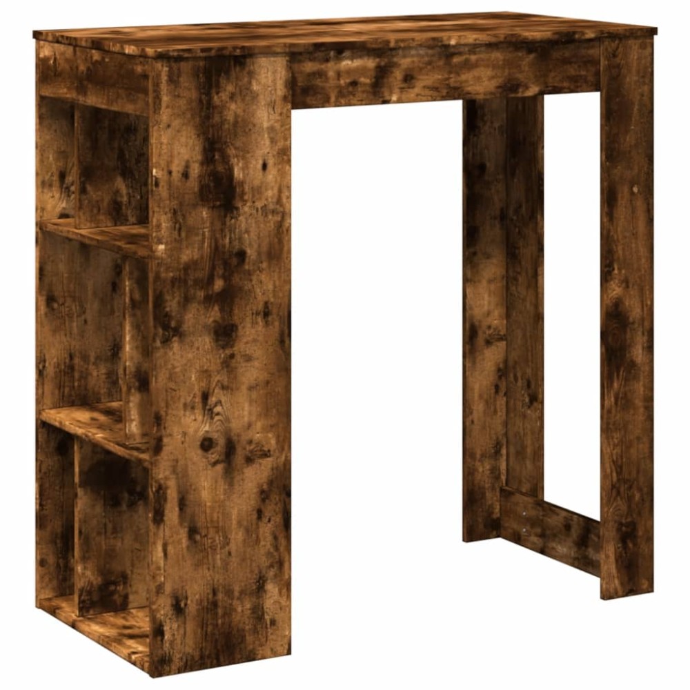 vidaXL Masă de bar cu rafturi, stejar fumuriu, 102x50x103,5 cm, lemn