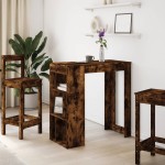 vidaXL Masă de bar cu rafturi, stejar fumuriu, 102x50x103,5 cm, lemn vidaXL Masă de bar cu rafturi, stejar fumuriu, 102x50x103,5 cm, lemn