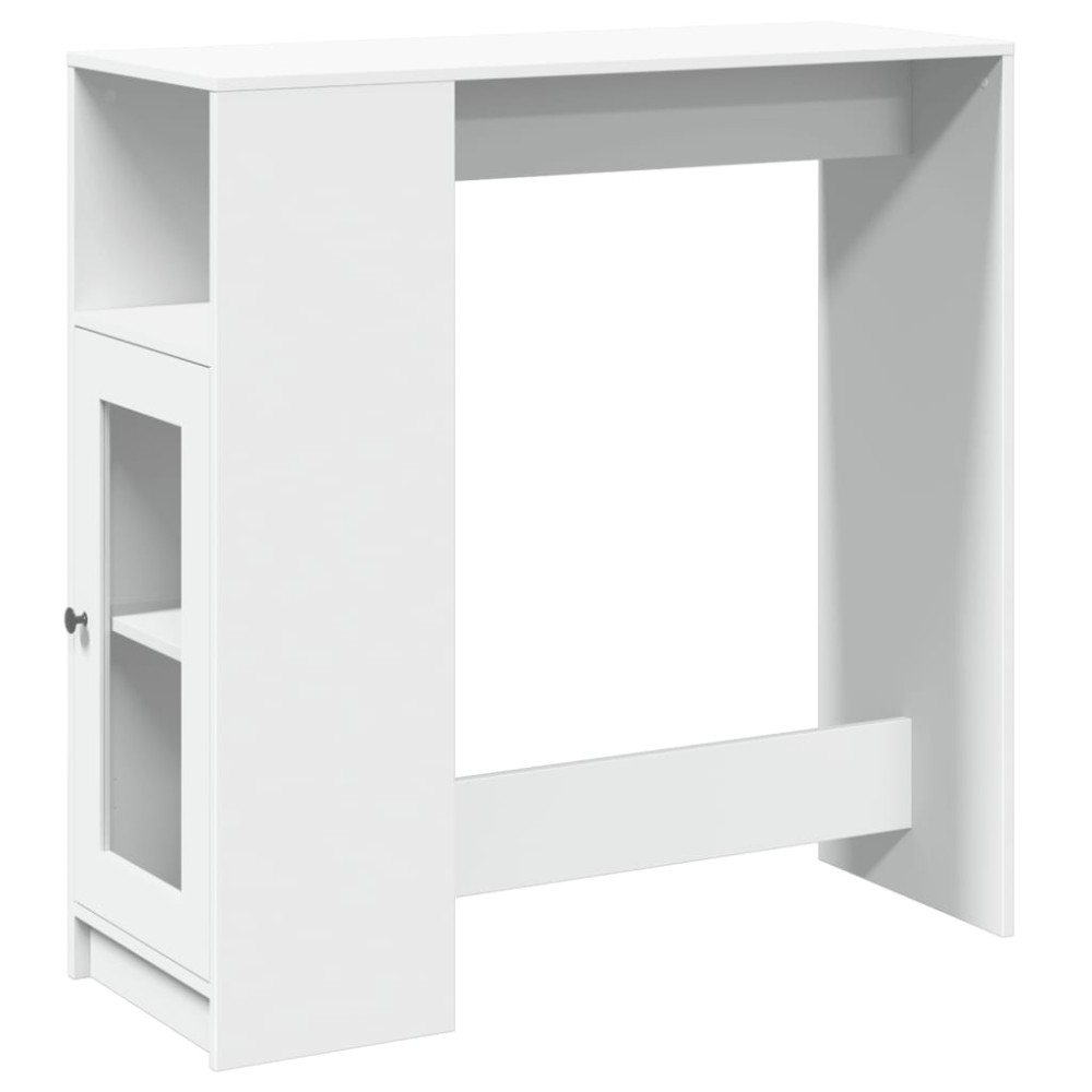 vidaXL Masă de bar cu rafturi, alb, 101x40x103,5 cm, lemn prelucrat