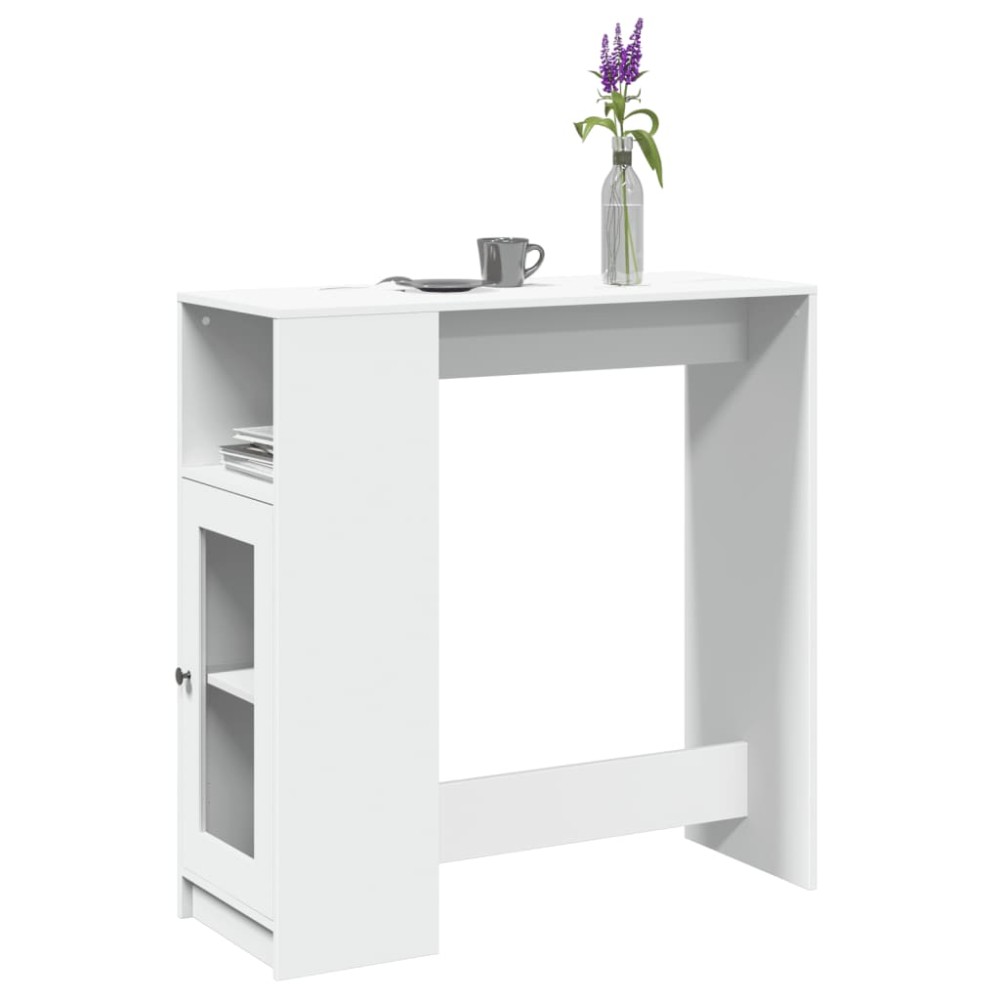 vidaXL Masă de bar cu rafturi, alb, 101x40x103,5 cm, lemn prelucrat