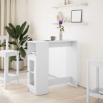 vidaXL Masă de bar cu rafturi, alb, 101x40x103,5 cm, lemn prelucrat vidaXL Masă de bar cu rafturi, alb, 101x40x103,5 cm, lemn prelucrat