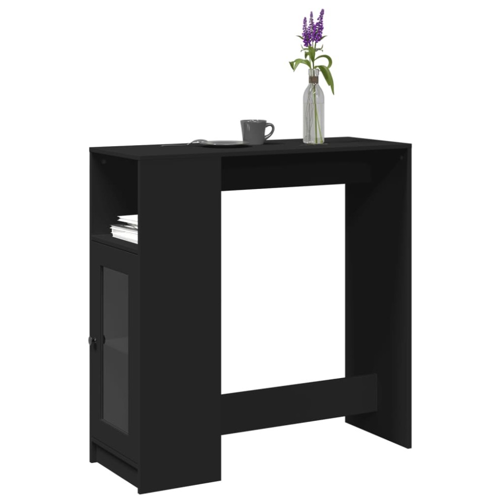 vidaXL Masă de bar cu rafturi, negru, 101x40x103,5 cm, lemn prelucrat