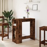 vidaXL Masă bar cu rafturi, stejar fumuriu, 101x40x103,5 cm, lemn vidaXL Masă bar cu rafturi, stejar fumuriu, 101x40x103,5 cm, lemn