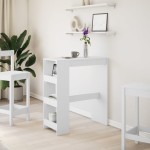 vidaXL Masă de bar cu rafturi, alb, 90x40x103,5 cm, lemn prelucrat
