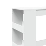 vidaXL Masă de bar cu rafturi, alb, 90x40x103,5 cm, lemn prelucrat